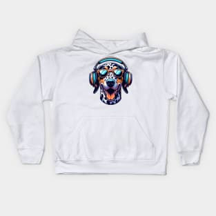 American Leopard Hound Smiling DJ: Rhythmic Joy Unleashed Kids Hoodie